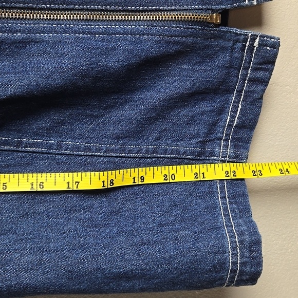 Denim Short Sleeve Top with Embroidered Accents - Picture 12 of 13